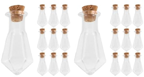 Amosfun Lot De 20 Mini Bouteilles En Verre Avec Bouchons En Liège 1.26In Pour Bricolage Décoration Artisanale Rangement Cuisine Et Cadeaux Créatifs