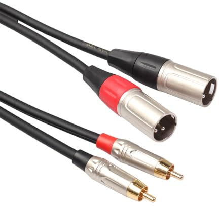 RIKYJIC Cavo di interconnessione audio da RCA maschio a XLR maschio, in lega di zinco, doppia schermatura, 1 m, per amplificatori e mixer