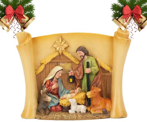 Juego de belén de Navidad, figuras de resina de belén, decoración de belén de escritorio, belén clásico de Navidad, figuras de belén estable, decoraciones de belén de resina, juego de belén para