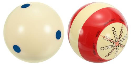PATIKIL Biljard övning köboll 6 cm (2-1/4 tum), set med 2 AAA-klass pro kopp standard pool köboll med blå prickar biljardtillbehör, vit