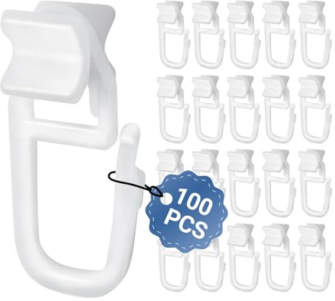 Redamancy 100 Stück Gardinenhaken, X-Gleiter für Gardinenschienen, 6 mm Standardmaß Gardinengleiter, Gardinenhaken für Schienen, Vorhang Haken für Vorhangschiene, Gleitet Leise und Zuverlässig