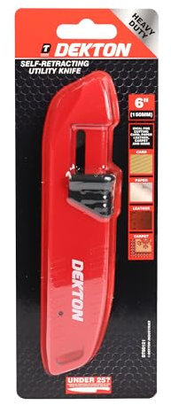 Dekton Self-Retracting Knife – Safety Utility Knife with Automatic Blade Retraction | Ergonomic Handle | Ideal for Cutting Tasks, DIY, and Professional Use | Durable and Easy to Carry