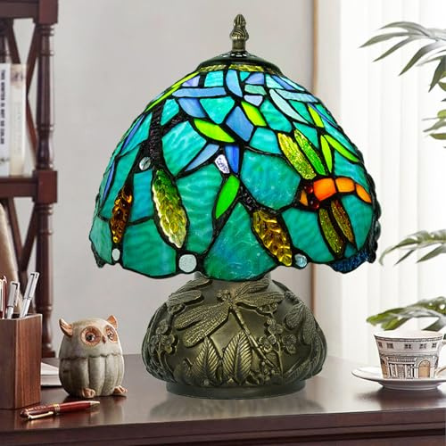 Nileatry Tiffany Style Lamp,8 inches Stained Glass Lamp for Bedside,Bedroom,Living Room,Home