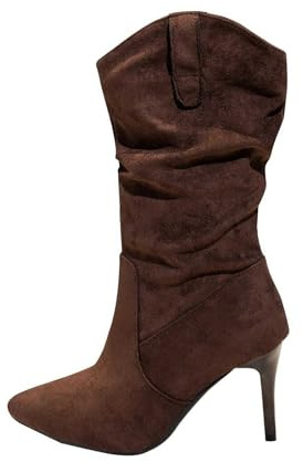 Botas Mujer Ofertas,Botas Mujer Invierno Vintage Elegantes Botas Media Caña Mujer Punta Puntiaguda Botas Tacon Mujer Casuales Botas Marrones Mujer Ligero Cómodas Botas Urbano Fiesta Botines Versátil