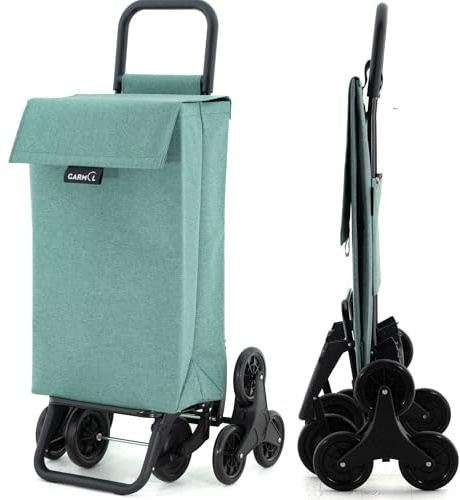 GARMOL Carro de la Compra Plegable 48 Litros | Carro de la Compra 8 Ruedas Gran Capacidad | Carrito Compra Plegable Color Verde