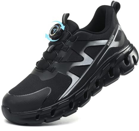 AEKYIWL Scarpe Antinfortunistiche Uomo Donna Bassa Scarpe da Lavoro Leggere Comode Antiscivolo Traspiranti Scarpe Antinfortunistica Nero, 38 EU