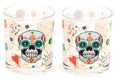Day of the Dead Set of 2 Glass Tumblers 250ml