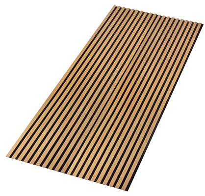 wohnartig® Akustikpaneele 3,3 m² MODULLO - 275 cm x 119 cm (Set=4 Paneele 27,1 x 275 cm + 4 Verbindungsmodule 3,1 x 275 cm) Farbe: Eiche Windsor 280 auf schwarzem HDF-Platte | Wandpaneele