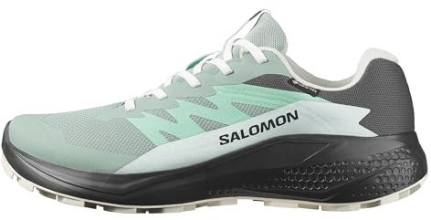 Salomon Women's Alphaglide Gore-Tex Trail Running Shoe, Waterproof All-Terrain Shoes for Trail Running & Hiking - Green Milieu/Asphalt/Clearly Aqua - 7.5 Medium