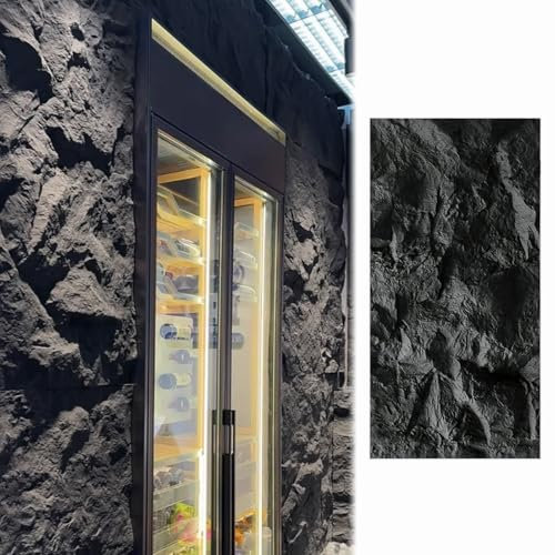 Panneau Mural Decoratif Panneaux Muraux 3D Noirs Effet Pierre, Revêtement Mural de 60 mm D'épaisseur, Papier Peint pour Salon Restaurant Chambre à Coucher, Panneaux Muraux pour Cuisine Extérieure(1-pa