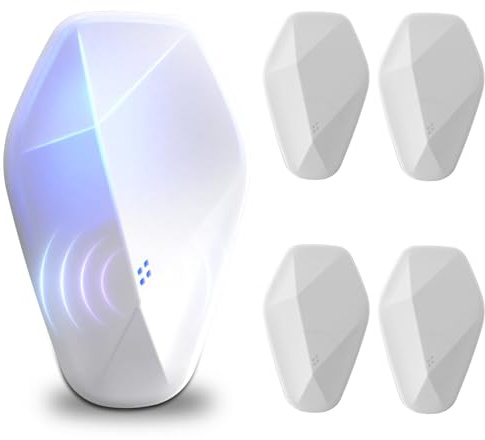 Ultrasonic Pest Repeller, Mouse Repellent, Indoor Silent Electronic Rat Deterrent Plug In, Pest Control for Mouse, Mice, Ants, Spider, Fly and Other Rodents, Harmless to Pets and Human (4, White)