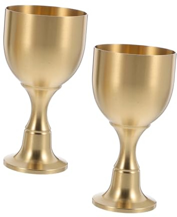 TOPBATHY 2 Piezas Cáliz de Latón Vintage para Comunión y Celebración de Copas Mini de Diseño Retro Vaso Elegante para Vino y Decoración de Bodas y Fiestas