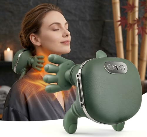 Genesandro N7 Bionic Neck and Shoulder Massager, Heated Real-Hand Massagers with Fingers for Back Muscle Pain Relief, Portable & Lightweight Design