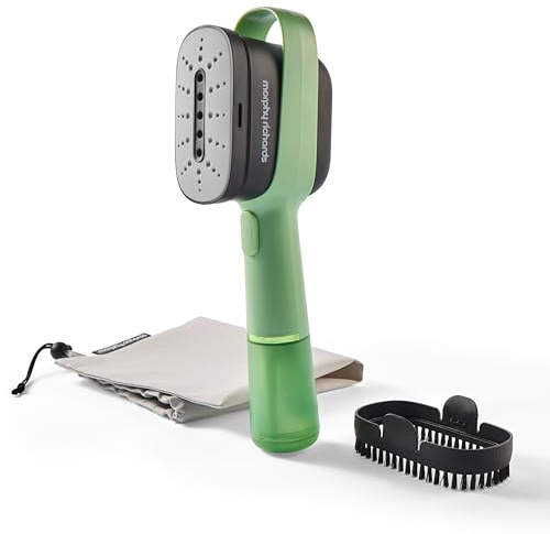 Morphy Richards Vibe Travel Garment Steamer & Storage Bag, No Ironing Board Needed, Travel Iron, Lightweight, Quick Heat-up, Detachable Water Tank, Detachable Lint Brush, Green, 361002