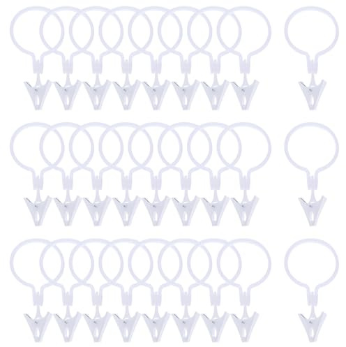 Toyvian Anillas para Cortina de Ducha con Clips 80 Piezas, Color Neutro, Flexibles y Seguras, Compatibles con Barra Romana para Baño y Decoración del Hogar