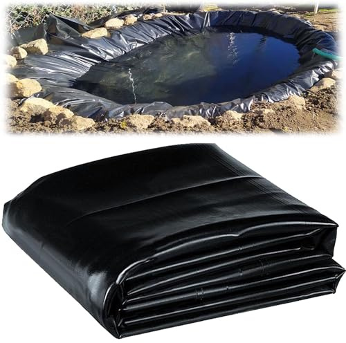 Flexibelt dammfoder – vattentät trädgårdspollmedlem, svart 6 m x 10 m för fiskdammar, vattenfall och fontäner – storlekar 5 m x 6 m, 7 m x 8 m, 8 m x 9 m, 9 m x 10 m tillgänglig