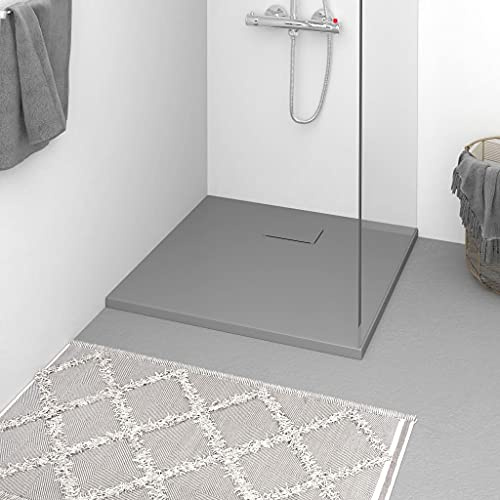 Mangloder - Piatto doccia SMC grigio, 80 x 80 cm, antiscivolo, senza barriere, calpestabile, piatto, per bagno e doccia, facile da pulire, durevole e stabile