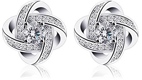 B.Catcher Pendientes de mujer en plata con circonita cúbica,Pendientes tipo clavo de la colección Gemini, diseños artesanales de lujo. Regalos perfectos para cumpleaños, bodas y el Día de la Madre