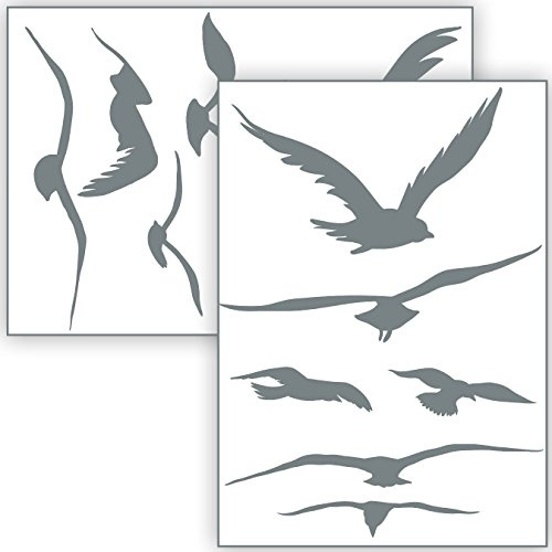 Vogelschutz und Fensterschutz - 12 Aufkleber - Schutz vor Vogelschlag - Sticker Vögel (Grau)