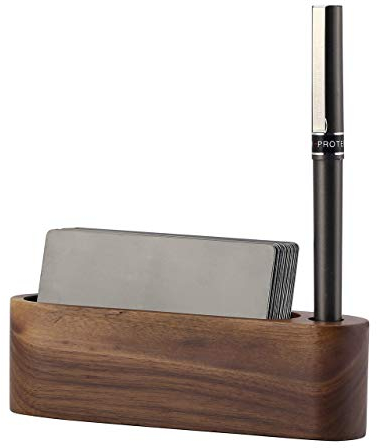 Faletony Holz Visitenkartenhalter, Business Visitenkartenständer Visitenkarten Halter Kartenhalter Card Holder für Büro Schreibtisch Bürobedarf (Braun, 1 Stück)