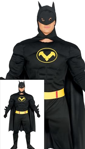 FIESTAS GUIRCA | Costume Black Hero Ado (14-16 ans) - Cape, Capuche, Ceinture et Combinaison - Costumes de Superhéros et Vilains, Chatte-Chauve-souris pour Halloween, Carnaval et Fêtes Déguisées