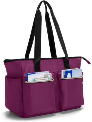 Damero Lehrer Schultertaschen mit Mehreren Taschen, Purpurrot | Arbeitstasche Damen, Lehrer Tasche Laptop Handtasche für Damen, Schule, Büro (Nur Tasche)