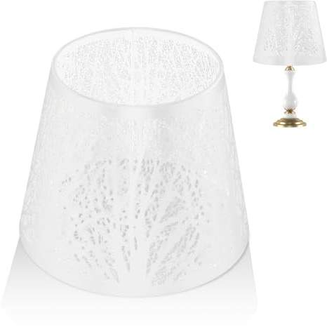 Lampenschirm Schmiedeeisen Geschnitzter Waldbaumförmiger Lampenschirm Vintage E27 Mini Dekoration Lichtabdeckung für Tischlampe Nachttischlampe Stehlampe(Weiß)