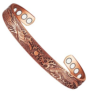 YINOX Pulsera de artritis de terapia magnética de cobre puro para hombres, artritis efectiva y alivio del dolor del túnel carpiano, joyería fácilmente ajustable (C)