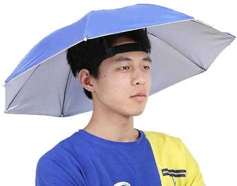 Nikou 65cm Headwear Head Hats Outdoor Sun Fishing Umbrella, Mounted Top Folding Hat Umbrella, Camouflage, Königsblau