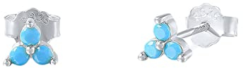 Ayoiow 925 Ohrringe Stecker, Mädchen Ohrringe Nickelfrei Kleeblatt Ohrringe Silber Türkis Ohrschmuck Mädchen
