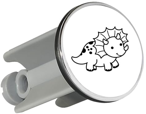 Huuraa Waschbeckenstöpsel Triceratops Dinosaurier Geschenk | Universal Stopfen 4cm höhenverstellbar Abflussstopfen Geschenkidee Stöpsel mit Motiv für das Waschbecken