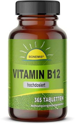 Vitamin B12 (hochdosiert, natürlich, bioaktiv, vegan), 365 Tabletten, Bonemis®