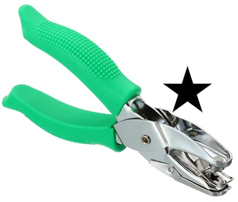 PATIKIL 1/4 Singolo Foro Punzone Manuale Foro Punzonatrice con Morbido Presa Stella Forma Metallo Carta Punzonatrice per fai da te Artigianato Album Ricordi Biglietto Verde