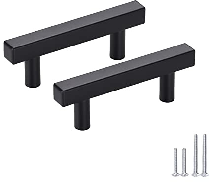 Meisax 10 Stück Quadratischer Schrankgriffe, 64 mm Lochabstand, Schwarz | Edelstahl Möbelgriffe mit Schrauben, Möbelgriff Einzelloch, für Kleiderschränke, Schränke, Schubladen, Badezimmertüren