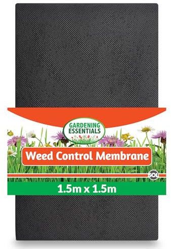 SOL Weed Control Membrane, 1.5M x 1.5M Garden Weed Membrane Heavy-Duty, UV-Stabilized Tear-Resistant Fabric for Landscaping, Promoting Healthy Plant Growth, Lightweight & Flexible to Use in Patios
