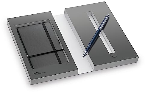 LAMY Set swift Tintenroller imperialblau paper Notizbuch DIN A6 Softcover schwarz - inkl. Geschenkverpackung