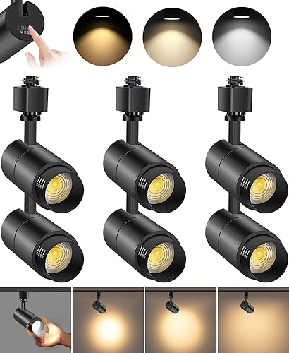 VANoopee 3-Color Zoomable 10W LED Track Lighting Heads H Type Track Light Heads Dimmable Bright Ceiling Spotlight Fixtures Accent Art, 3000K 4000K 5000K Adjustable, CRI90+ 15°-60° 1000lm Black 6 Pack