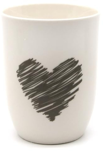 Mea-Living Tasse mit Henkel HERZ gestrichelt, 500ml, Becher mit Spruch, Geschenkidee für Freundin, Motivtasse