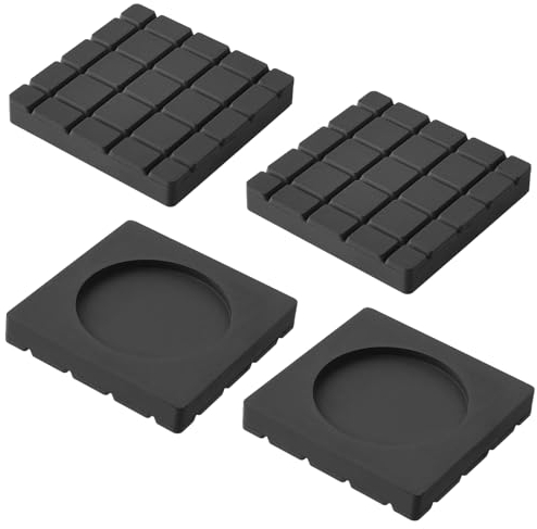 4Pcs Anti Vibration Pads for Washing Machine, Mabor Shock Absorbing Non Slip Grip Feet Pad Black Rubber Anti Vibration Pads for Washer Dryer Applianc