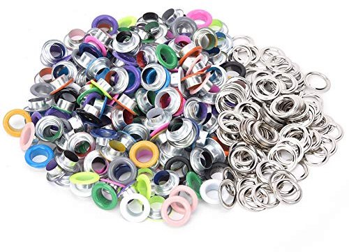 Yuecoom Occhielli in Metallo da 200 Pezzi, Occhiello in Ferro Colorato con Rondella per Decorazione di Vestiti, Scarpe, Borse Fai da Te(8mm)