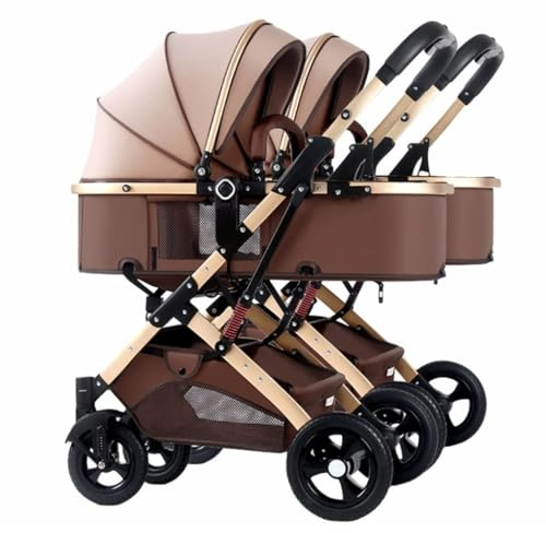 Abnehmbarer Zwillingskinderwagen, kann sitzen und liegen, Tandem-Kinderwagen, Verstellbarer Baldachin-Trolley, Aluminium-Luxus-Doppel-Kinderwagen
