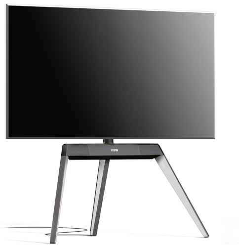 FITUEYES TV Ständer im Staffelei-Design, für 55–78 Zoll, bis 45 KG, Weiß | TV Stand im Staffelei-Design, Höhenverstellbar & Schwenkbar, mit Kabelmanagement, für Wohn- und Arbeitsbereiche
