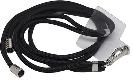BAWAKO Lot de 2 lanières avec mousqueton, cordon tour de cou pour clés, porte-nom, téléphone portable, appareil photo, porte-clés pour homme et femme, Noir , Lang
