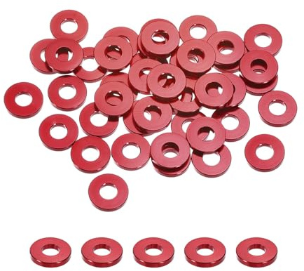 QUARKZMAN 30 Pièces Rondelles Metal M5, Rondelles Plates M5 x 12 mm, Rondelle en Alliage d'Aluminium, Épaississement, pour Vis et écrous, gonds de Porte, Pièces de Modèles Rc, Rouge