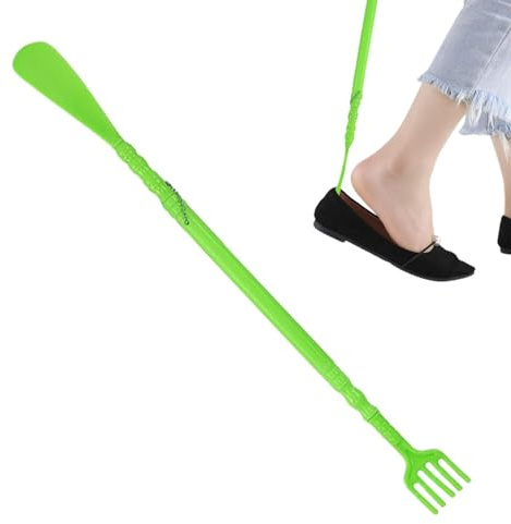 Calzador rascador de espalda, rascador de espalda larga, cuernos para botas de calzado, alivio de picazón, mango largo portátil ligero para hombres y mujeres