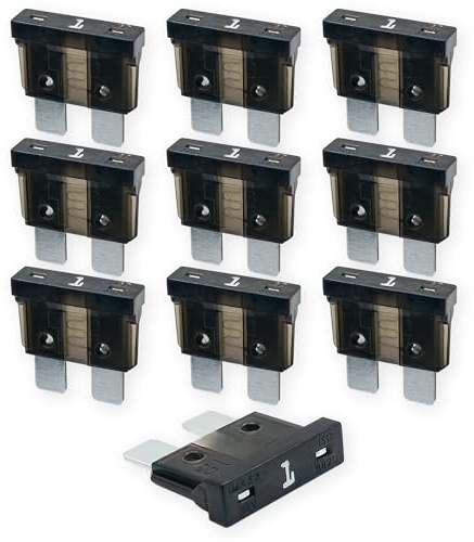 1A KFZ Sicherungen 12V 24V 32V | 10 Stück Set | Stecksicherungen für Stromdieb & Sicherungshalter | 19mm Flachsicherungen - Auto, Boot, Motorrad, Wohnmobil & Roller | Ersatzsicherungen
