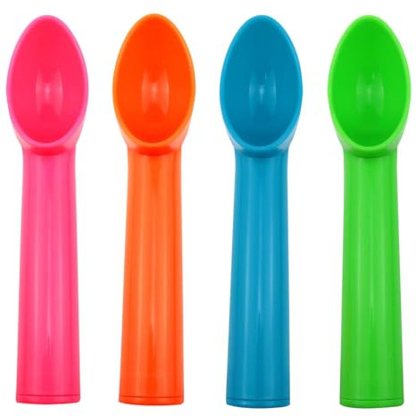 Xhziy Paletta per gelato in plastica, per frutta, melone, paletta, accessorio da cucina, paletta per cupcake, arancione, verde, blu, rosa, 4 pezzi