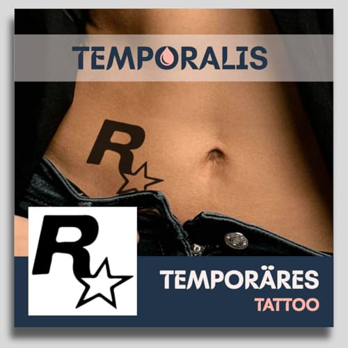 Tatuaggio VIDEOGIOCO - Temporalis® | Tatuaggi temporanei uomo donna, tatuaggi finti vegani e waterproof - Certificato UE - Dura 1-2 settimane [ Tattoo stella vintage ]