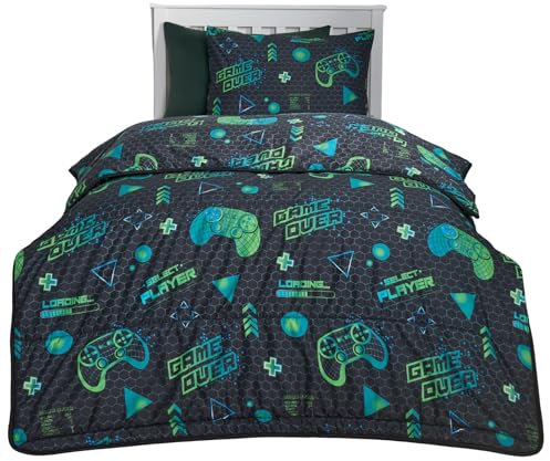 OHS Gaming Coverless Duvet Single, Reversible Washable Coverless Duvets Camping Sleepovers Travel Duvet Super Soft Comfy Single Duvets with Pillowcase, 10.5 Tog