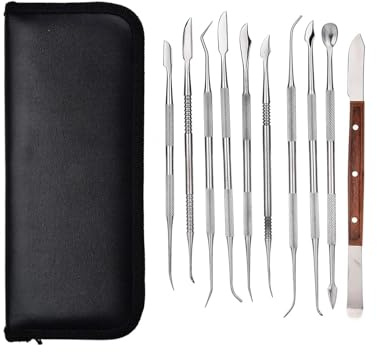ZLXHDL Clay Sculpting Tools,10 Pcs Stainless Steel Wax Sculpting Kit, Ended Stainless Steel Wax Clay Sculpting Carving DIY Tools,Suitable for Sculpture,Cetail Work,And Ceramic Carving, Pumpkin Carving